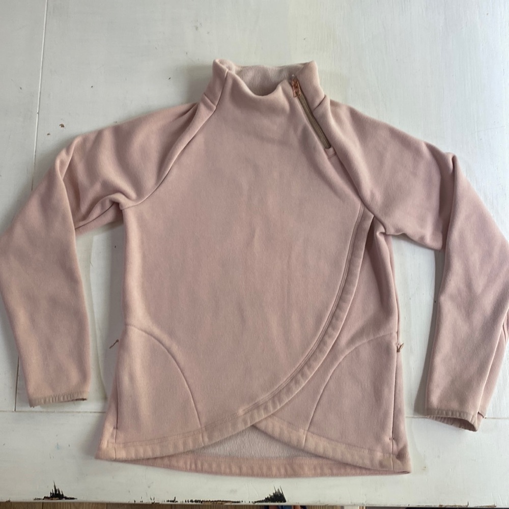 Athleta Girl L/12 Pink Asymmetrical zip neck sweatshirt